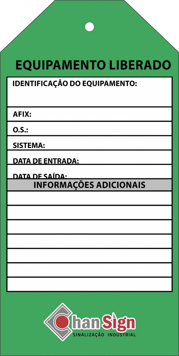Etiqueta de Equipamento 
