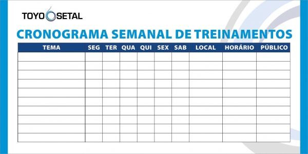 Quadro Cronograma de Treinamentos